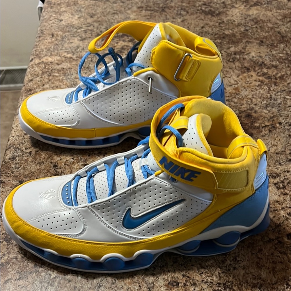 Nike Yellow and Blue High-Top Sneakers size 14
